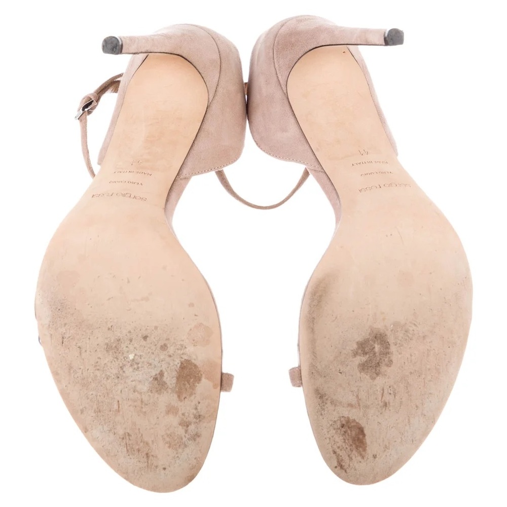 Sergio Rossi Karen Sandals Nude Suede & PVC Ankle Tie EU 41  US 11 - Picture 7 of 14